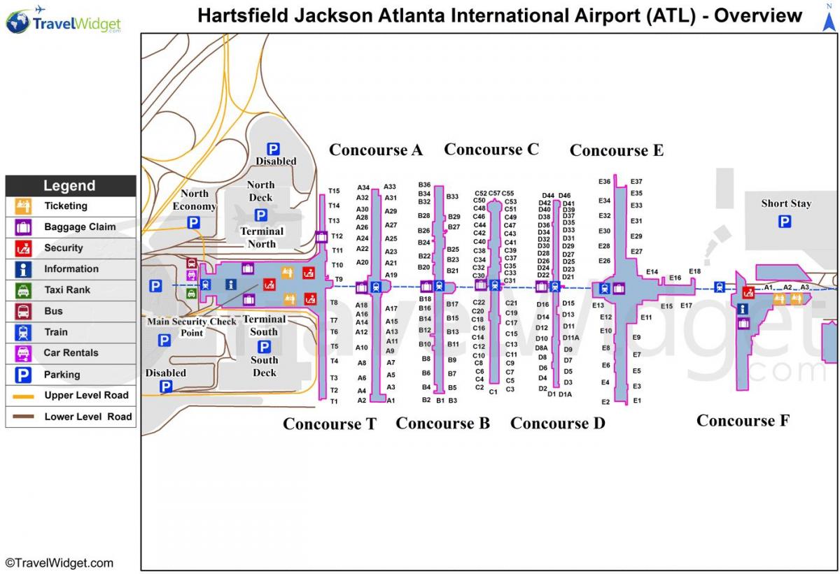 kartta Hartsfield Jackson Atlantan Kansainvälinen Lentokenttä