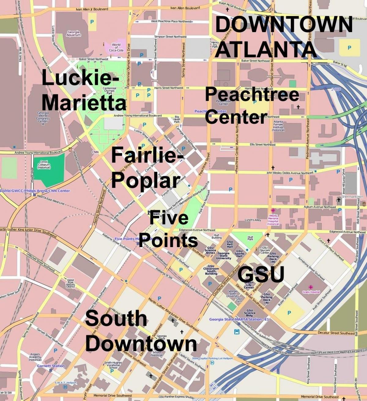 kartta downtown Atlanta