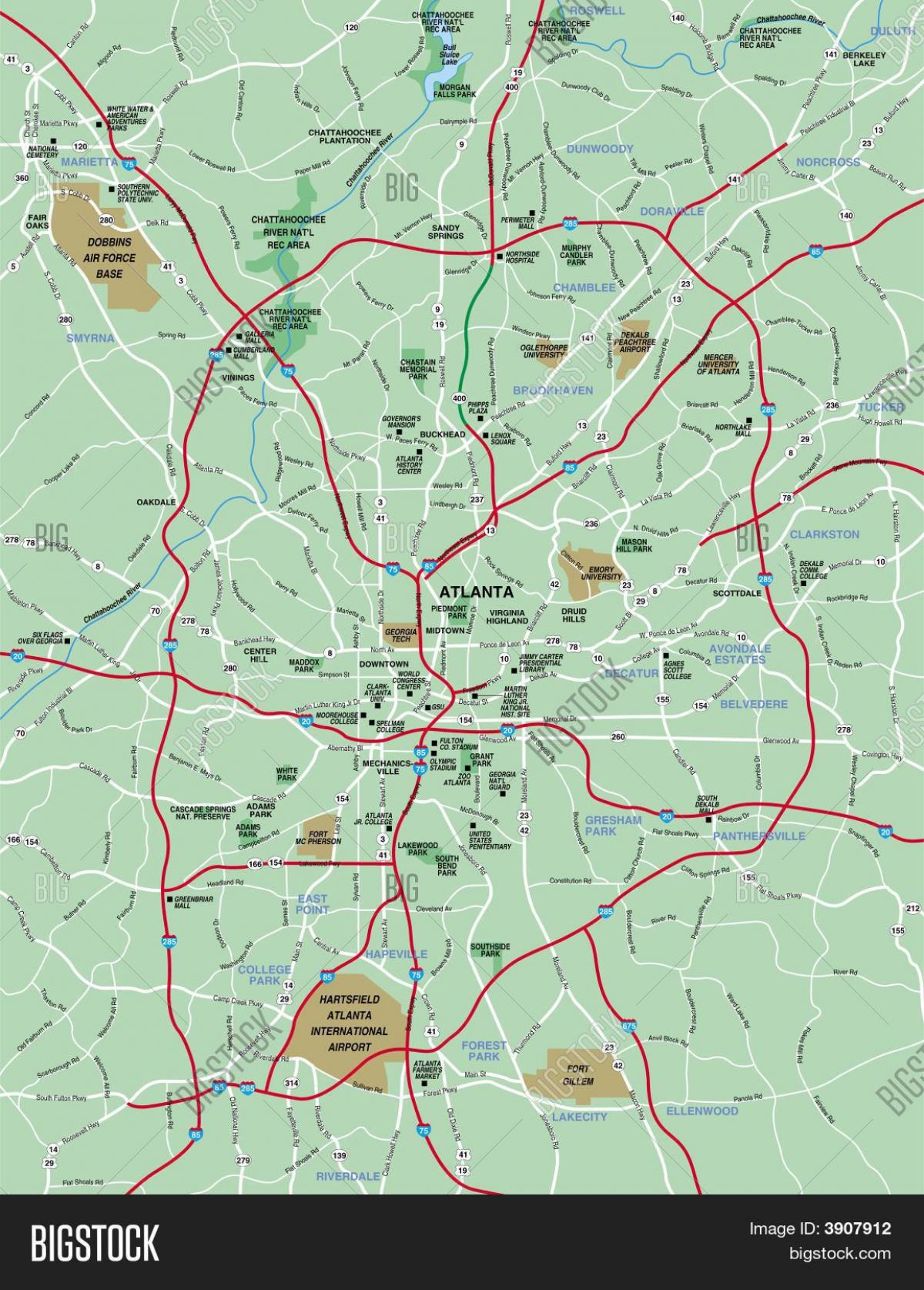 suurempi Atlanta alueella kartta