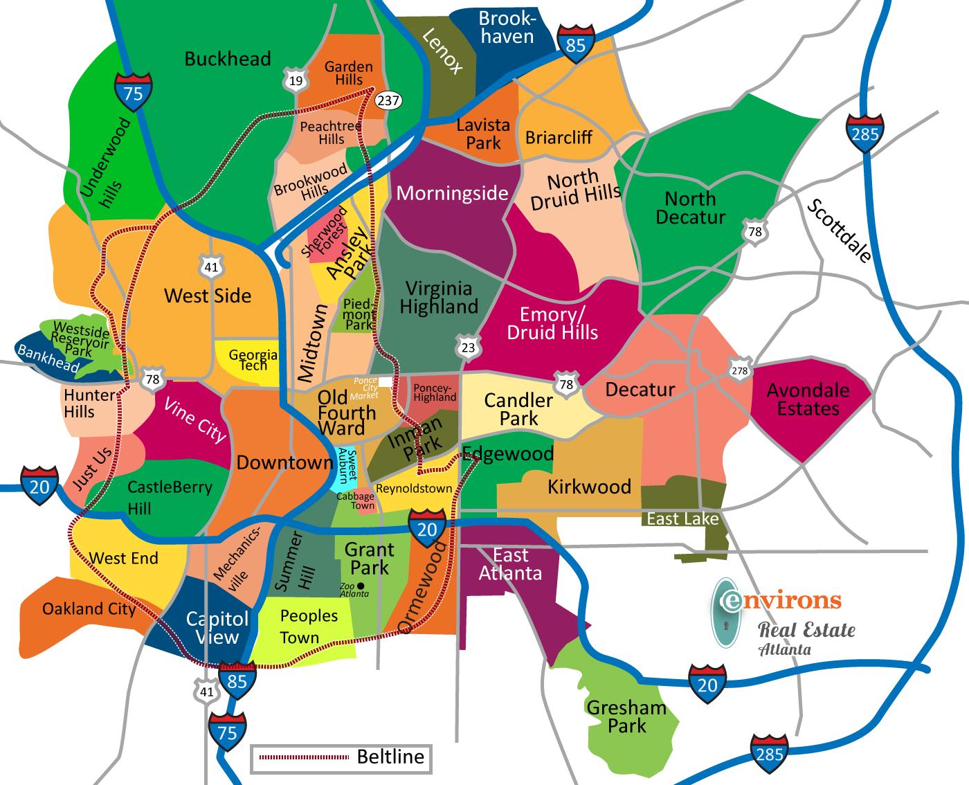 Atlanta valtion kartta - Atlanta Georgia kartta (yhdysvallat)
